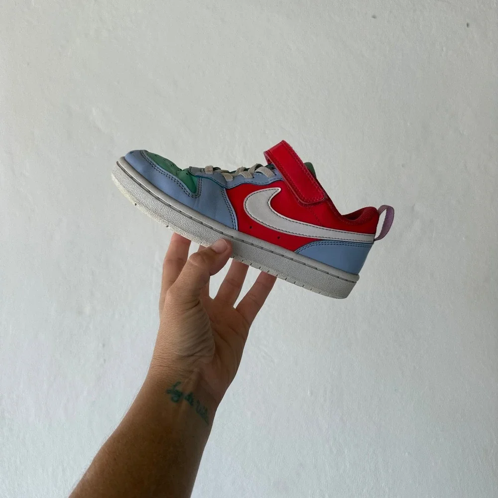 Nike Court Borough Low Recraft Kids Sneakers Red Blue Green DV5457-400 Size 13C